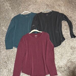 Set of Three 24/7 Comfort Long Sleeve Tops Maurices